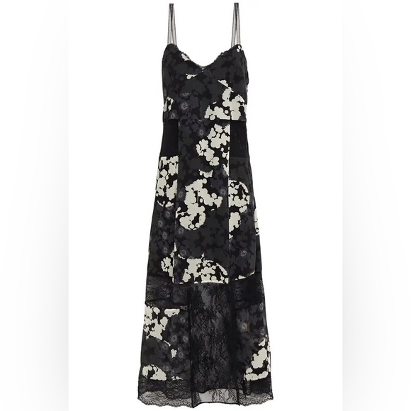 ALEXANDER MCQUEEN Lace-Paneled Floral-Print Silk Georgette Midi Dress - Picture 2 of 16
